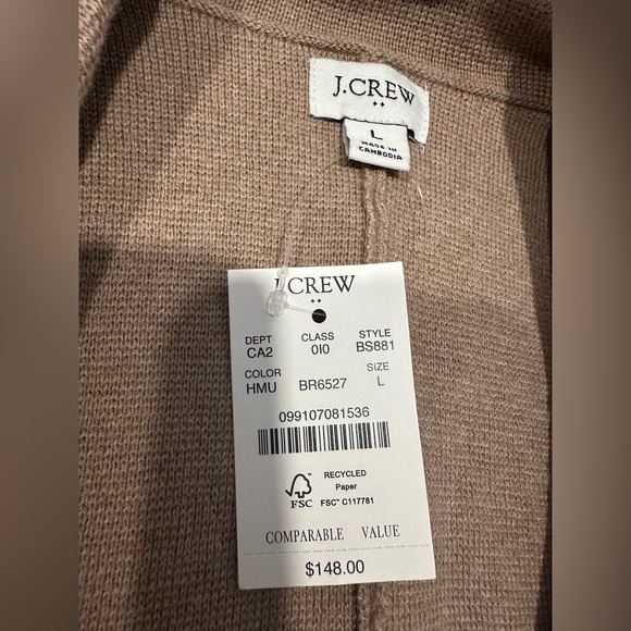 NWT J. Crew Women's Two Button Sweater Blazer Tan - Size L - Picture 9 of 11